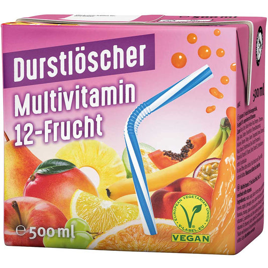 Durstlöscher Multivitamin 12-Frucht 500ml | Pfandfreies Trinkpäckchen / Erfrischungsgetränk