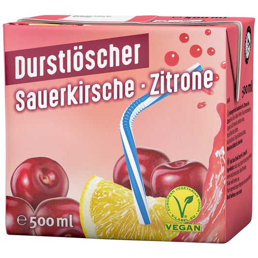 Durstöscher Sauerkirsche / Zitrone 500ml | Pfandfreies Trinkpäckchen / Erfrischungsgetränk