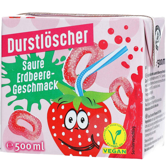 Durstlöscher Saure Erdbeere-Geschmack 500 ml  | Pfandfreies Trinkpäckchen / Erfrischungsgetränk