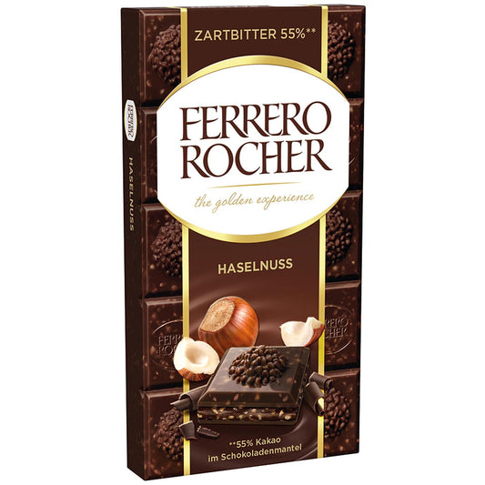 Ferrero Rocher Tafel zartbitter 55% Haselnuss 90g MHD:27.02.2026