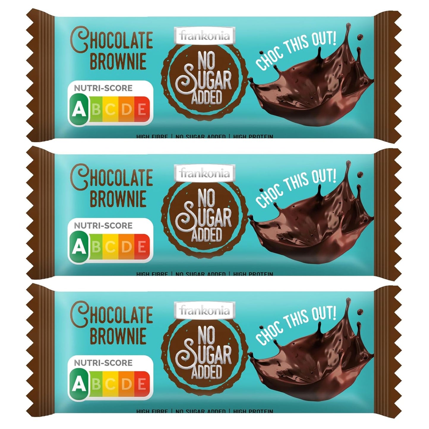 Frankonia Chocolate Brownie Riegel, Nutri Score A, 3 Series Pack (3 x 50 g) DDM: 29.08.2025