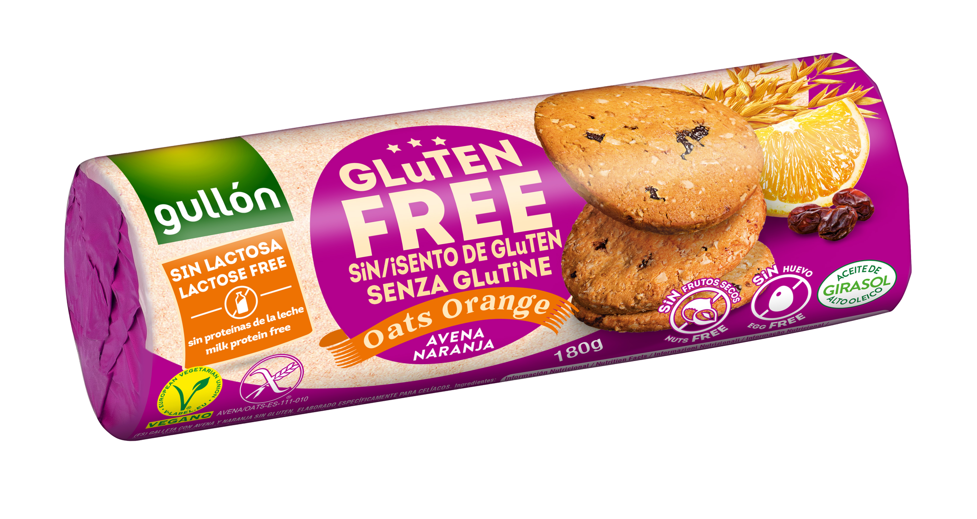 Gullon Kekse - Oats Orange - 180g - glutenfrei - laktosefrei - vegan