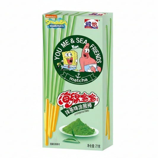 Junyi SpongeBob Matcha-beschichtete Sticks 21g