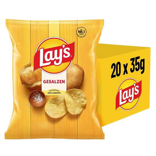 Lays Gesalzen - Knusprig gesalzene Kartoffelchips - 20 x 35g