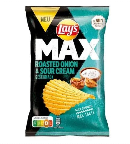 Lay's Max Roasted Onion & Sour Creme 12x110g MHD:29.03.2026