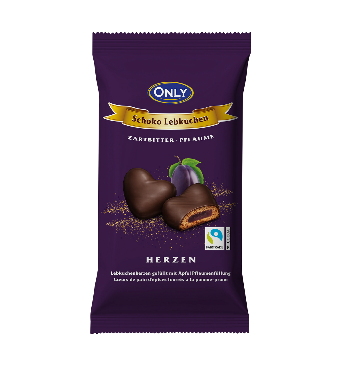 Coeurs de pain d'épices noir fourrés à la confiture de prunes 150g