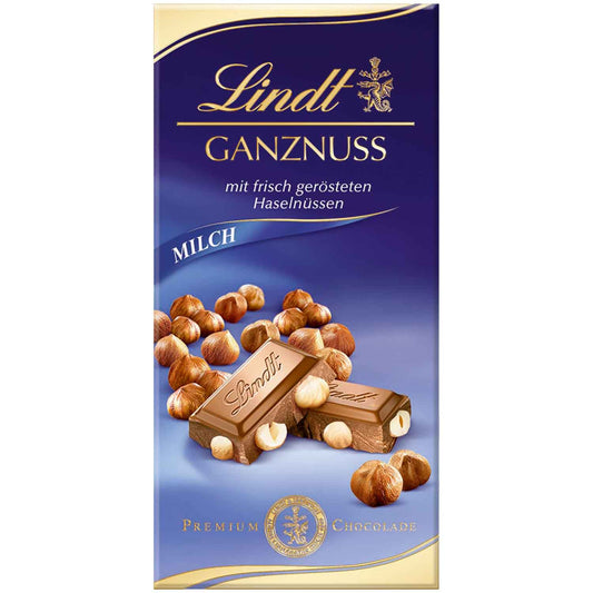 Lindt Ganznuss Vollmilch Tafel 100g MHD:08.2025