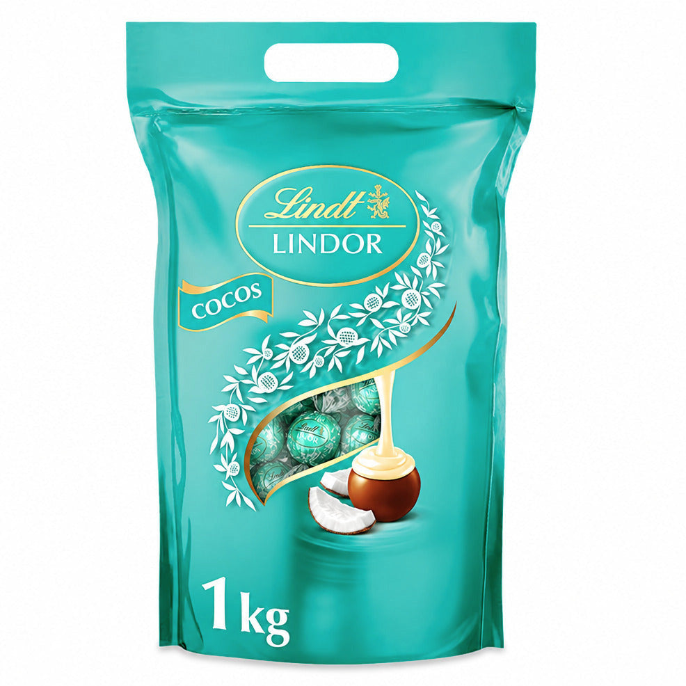Lindt Schokolade | LINDOR Kugeln Cocos, 1kg Beutel, Großpackung