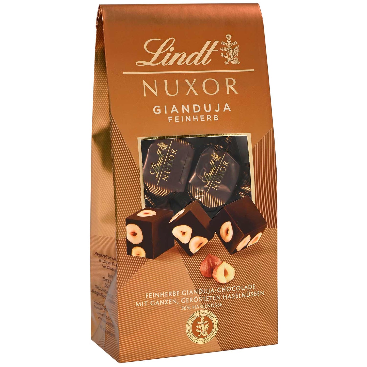 Lindt Nuxor Gianduja Feinherb 103g MHD: 02.2025