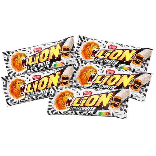 Lion Black White Angebot - 5 Multipacks (5x30g)