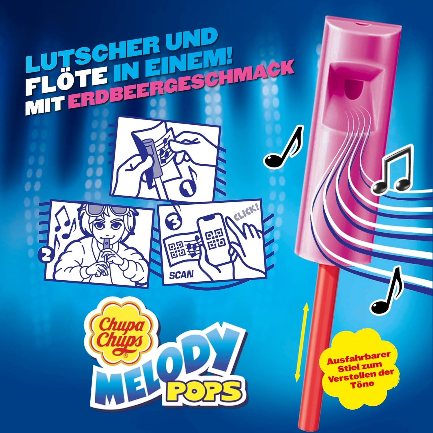 Chupa Chups Melody Pops - Erbeer-Lollis in Flötenform zum Musik spielen