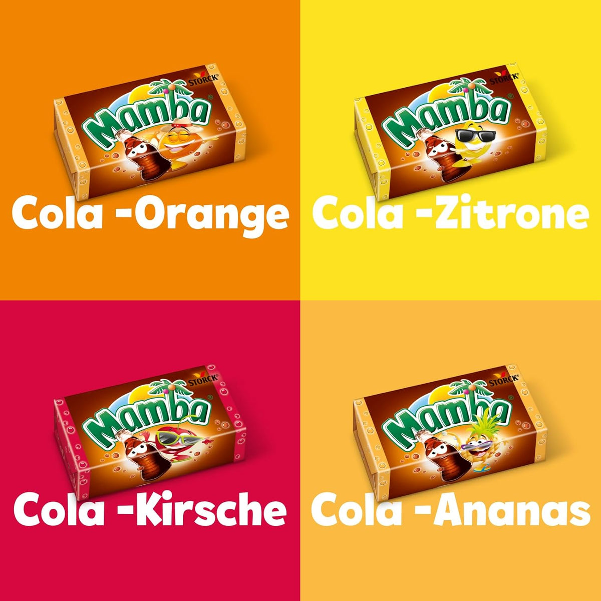 Mamba Cola & Friends Kaubonbon - Sorten