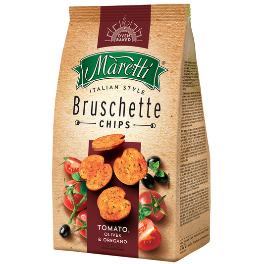 Maretti Bruschette Chips Tomato, Olives & Oregano 150g MHD: 18.06.2025