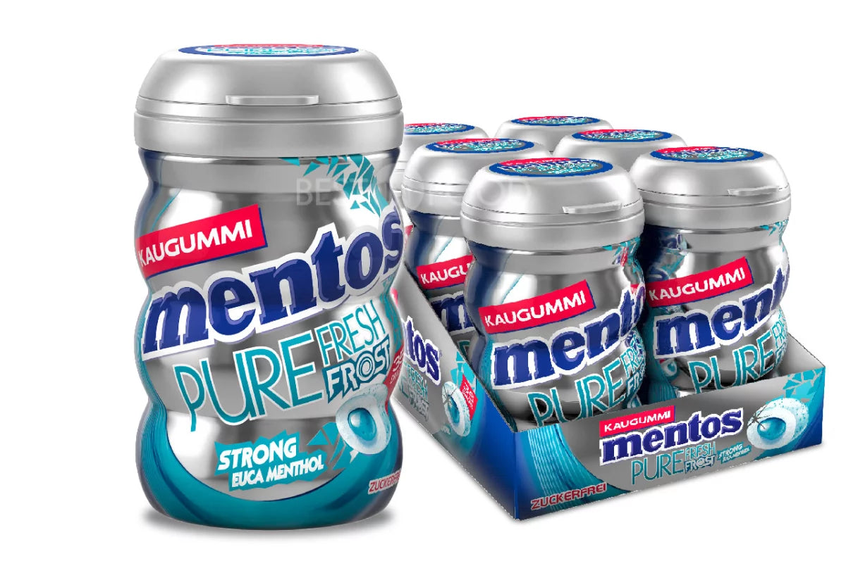 mentos Pure Fresh Frost Kaugummi Strong Euca Menthol zuckerfrei 6 x 70 g