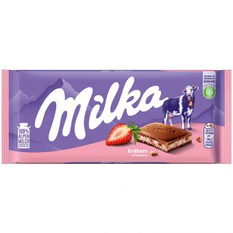 Milka Erdbeer 100g MHD:18.07.2025