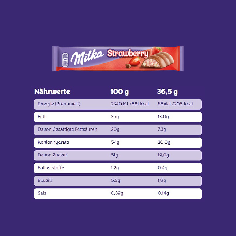 Nährwerte - Milka Strawberry Riegel