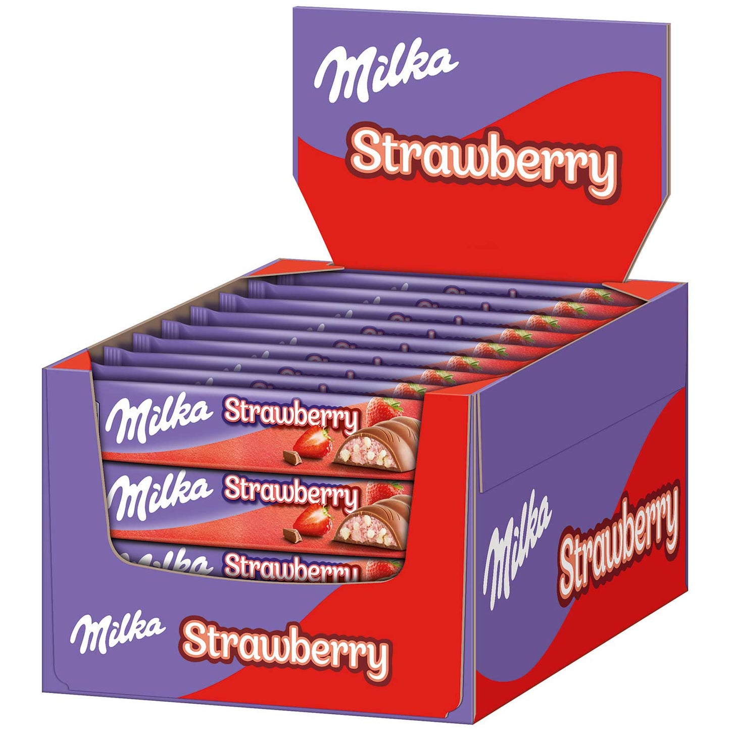 Milka Strawberry Riegel im Theklendisplay