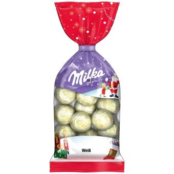 Milka Weihnachts-Kugeln Weiß 100g MHD: 31.03.2025