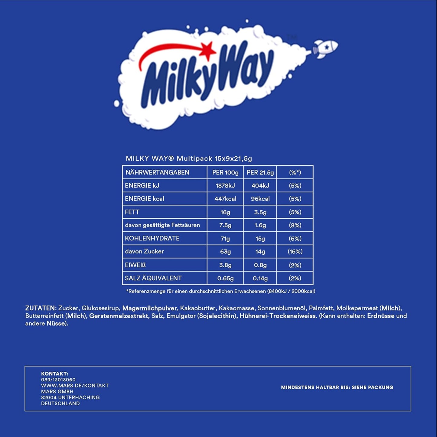 Milky Way Nährwerttabelle