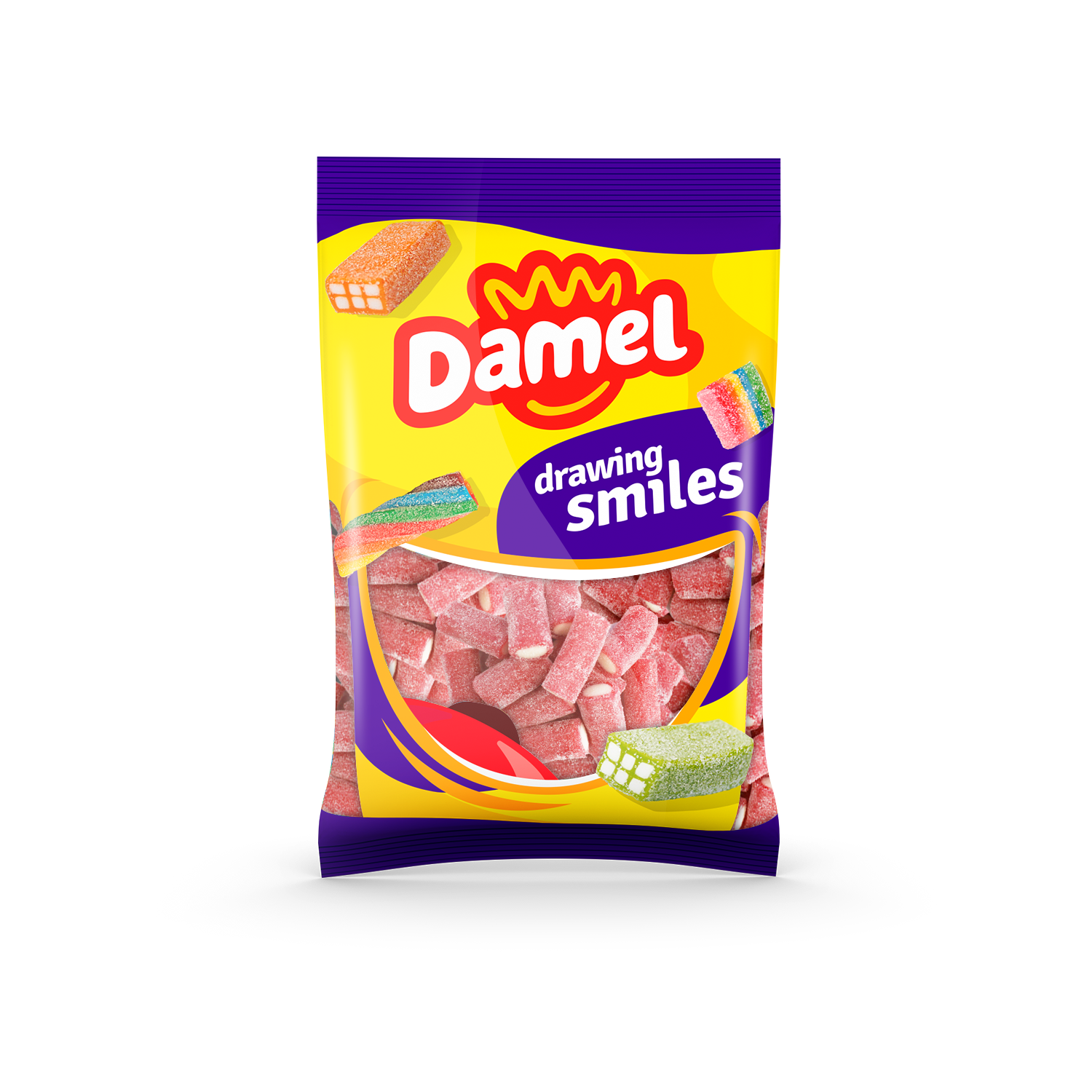 Damel Sour Mini Strawberry Sticks 1000g