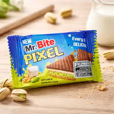 Oblea Mr. Bite Pixel de pistacho y crema de leche