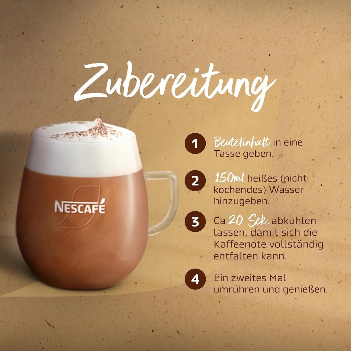 Nescafé Typ Cappuccino Chocolate Mocha Zubereitung