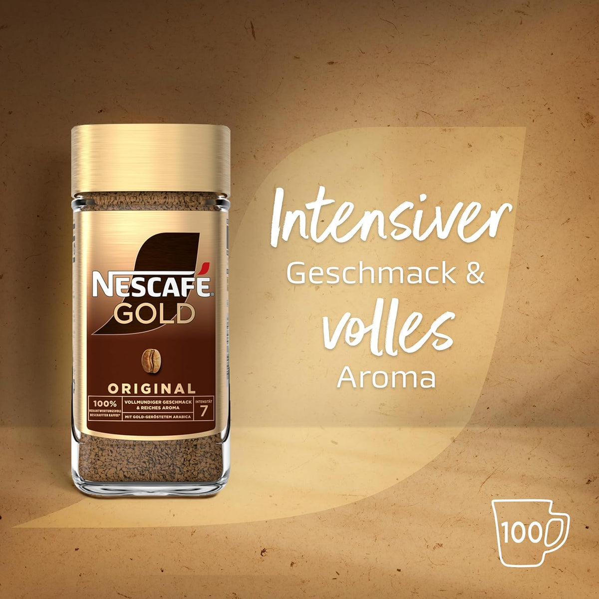 NESCAFÉ GOLD Original, löslicher Bohnenkaffee, Instant-Kaffee aus erlesenen Kaffeebohnen