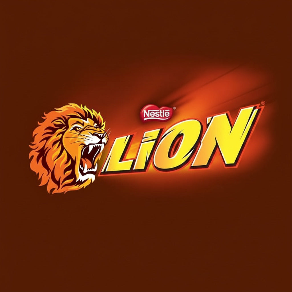 Nestlé LION Logo - Eine löwenstarke Kombination aus Knusperwaffel, Karamell, knackigen Knuspergetreidestückchen und Milchschokolade