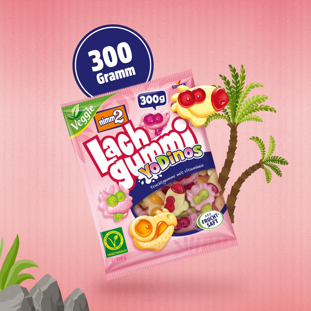nimm2 Lachgummi YoDinos, vegetarische Fruchtgummis mit Joghurt 300g