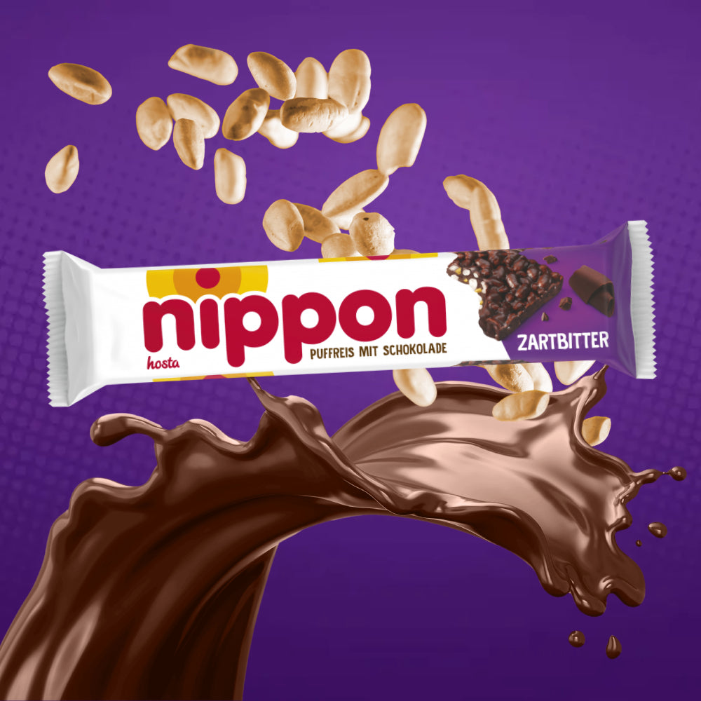 nippon Zartbitter Puffreis mit Schokolade
