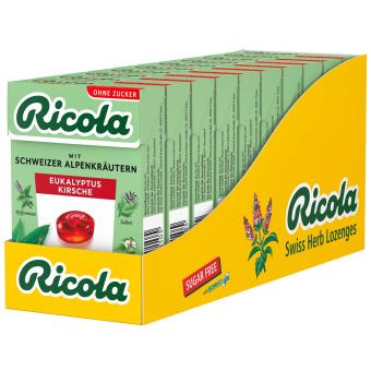 Ricola Eukalyptus Kirsche ohne Zucker 10 x 50g MHD: 31.10.25