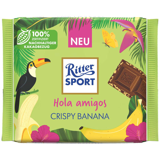 Ritter Sport 'Hola amigos' Crispy Banana 100g MHD:24.06.2024