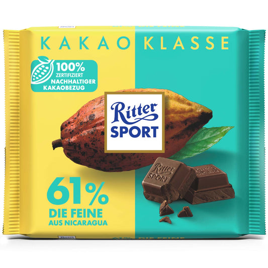 Ritter Sport Kakao-Klasse 61% Die Feine aus Nicaragua 100g MHD:10.01.2025