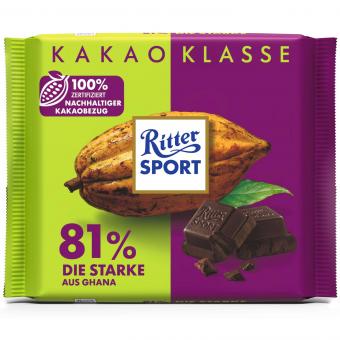 Ritter Sport Kakao-Klasse 81% Die Starke aus Ghana 100g MHD: 11.01.25 - Lecker24