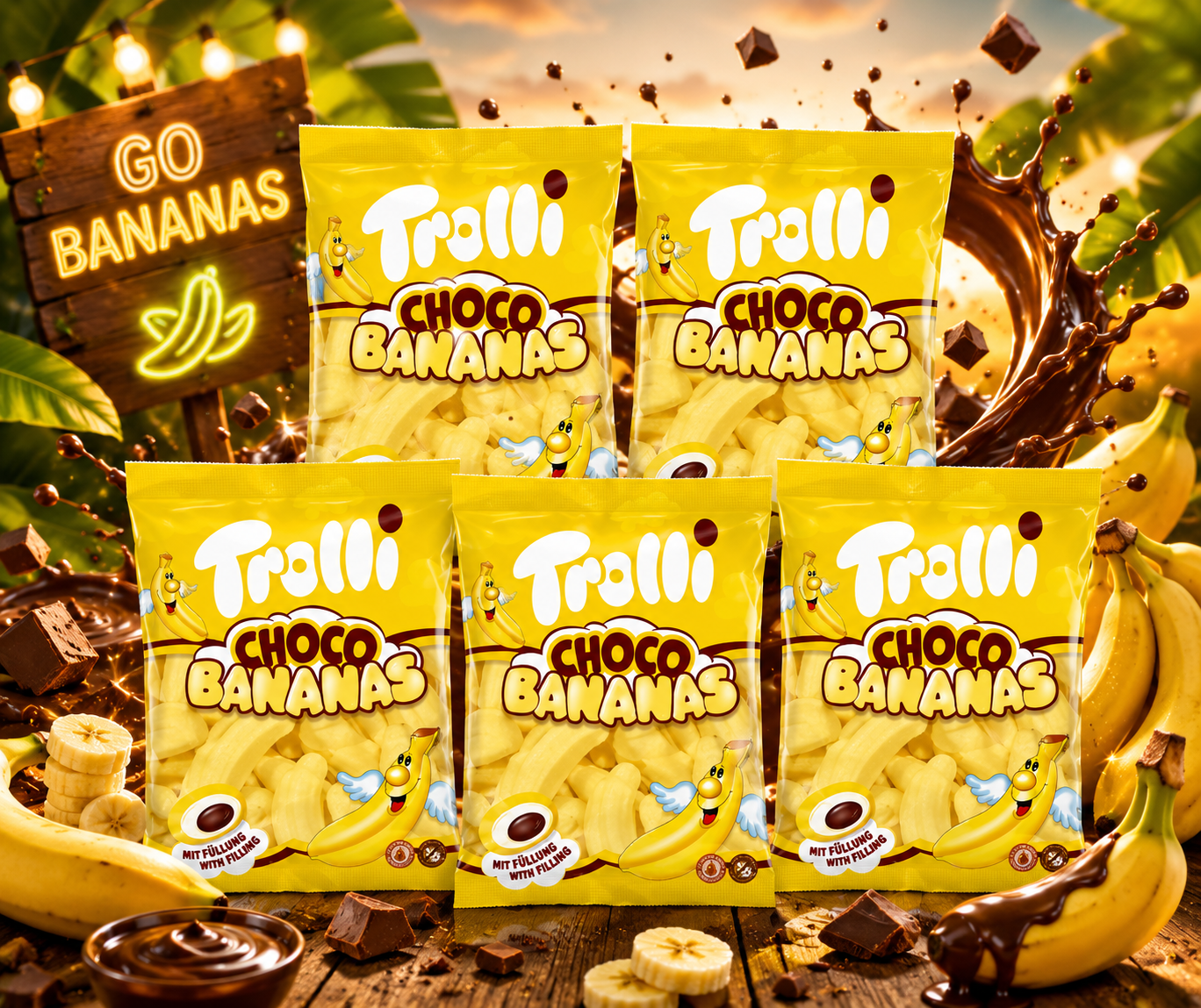 Trolli Choco Bananas 5 x 150g
