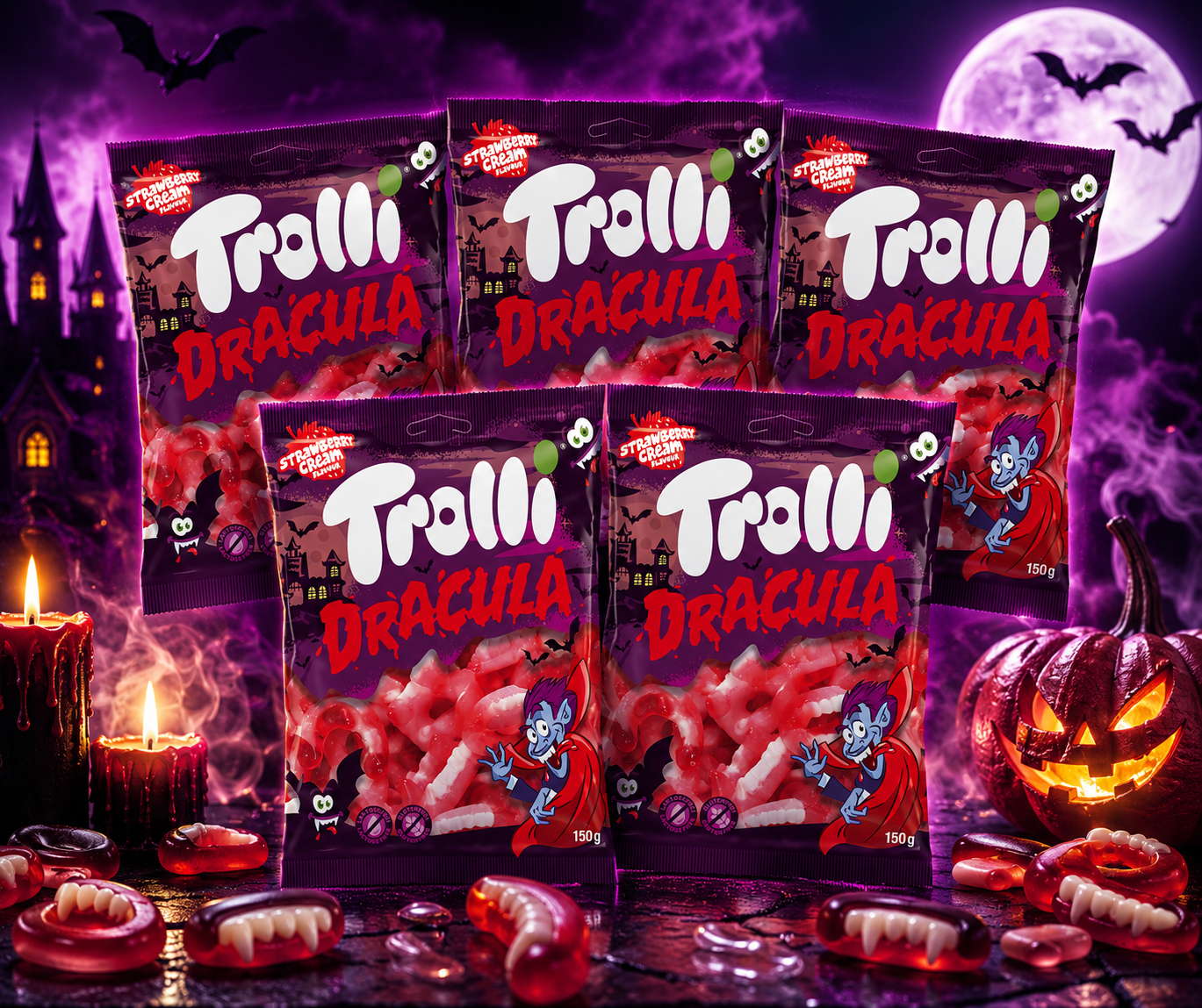 Trolli Dracula Vampir Zähne 5 x 150g