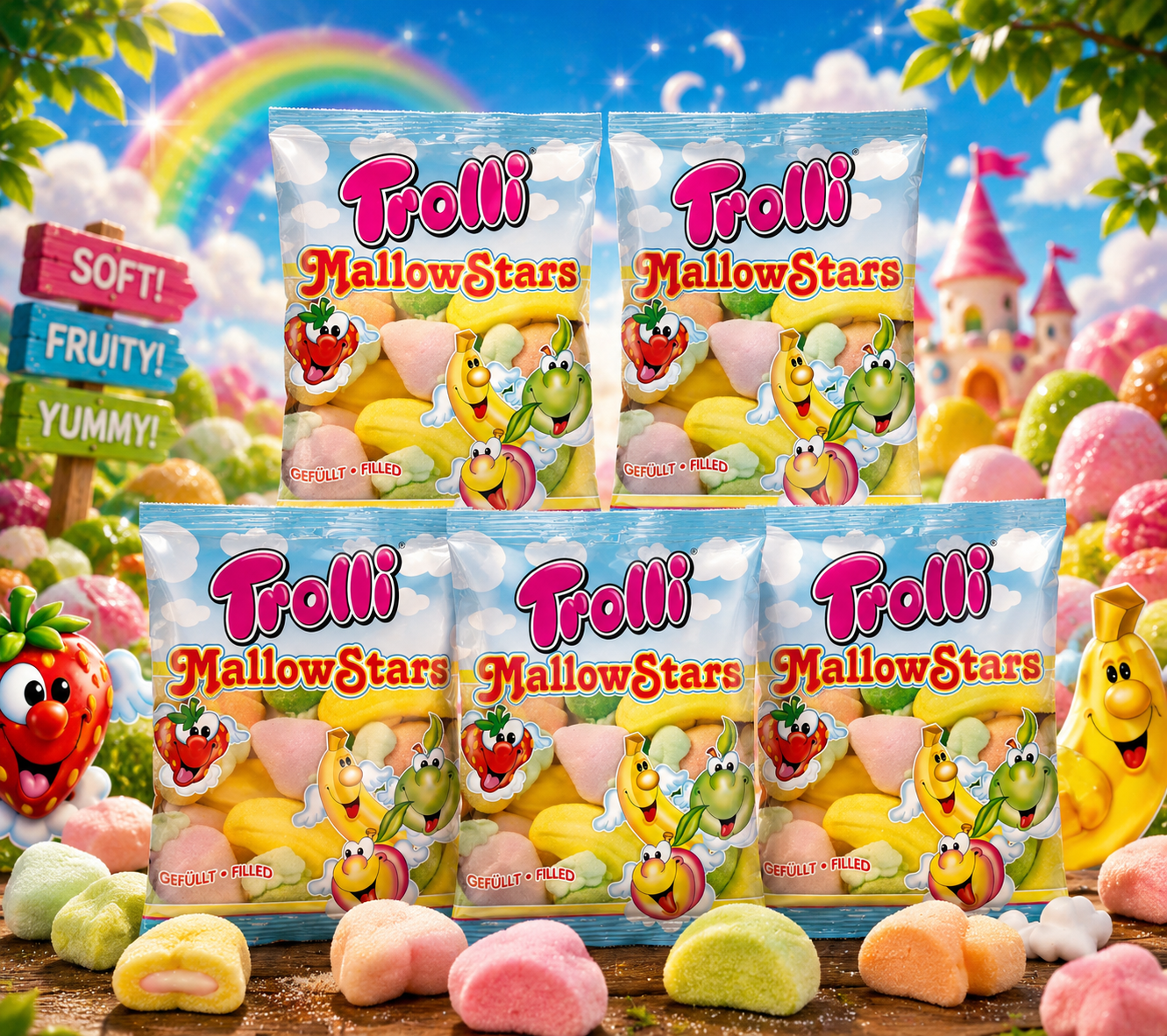 Trolli Mallow Stars 5 x 150g