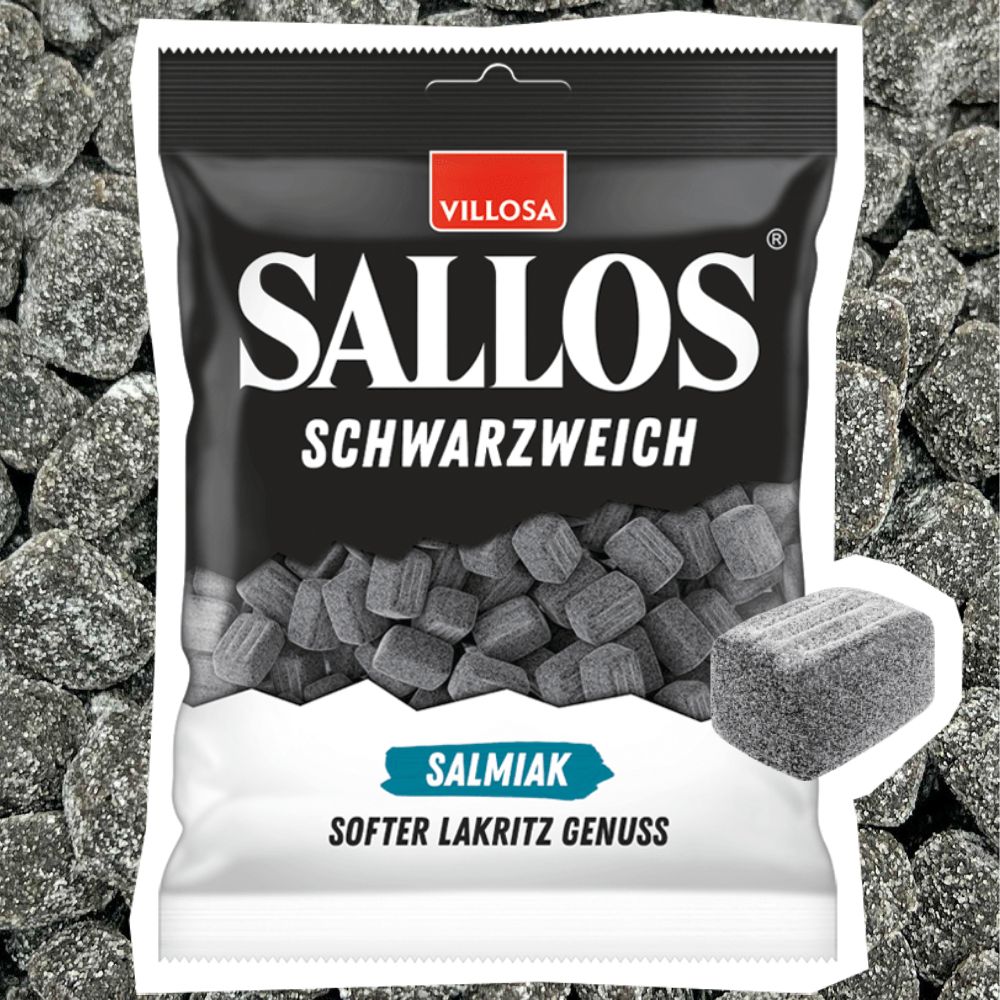VILLOSA SALLOS Schwarzweich Salmiak 200g - Softer Lakritz Genuss