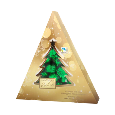 Weihnachtsbaum Pralinen mit Minzgeschmackfüllung 148g MHD:13.07.2025