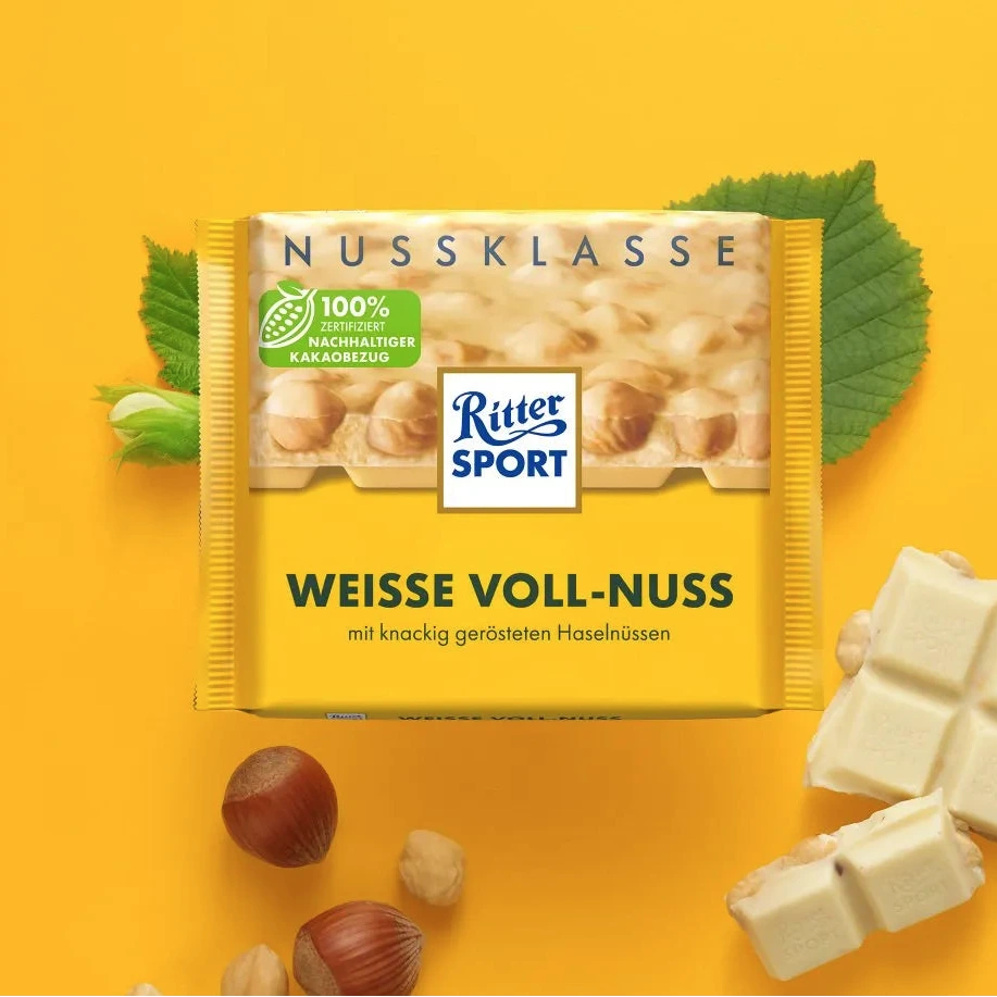 Ritter Sport weisse Voll-Nuss Schokotafel