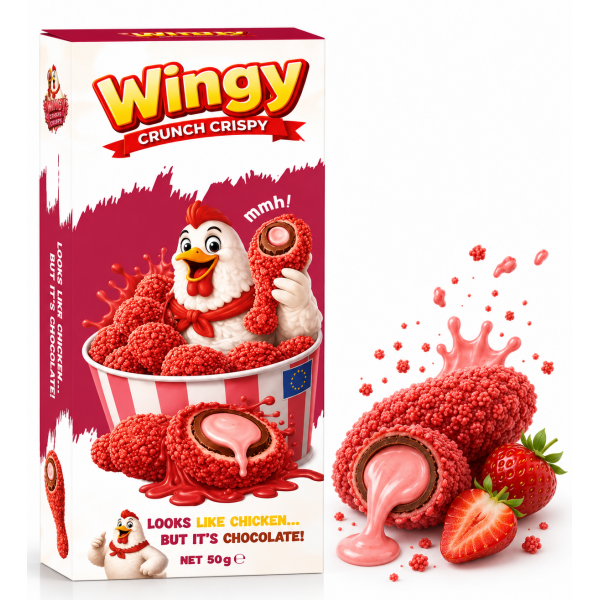 Wingy Strawberry Chicken Chocolate 50g
